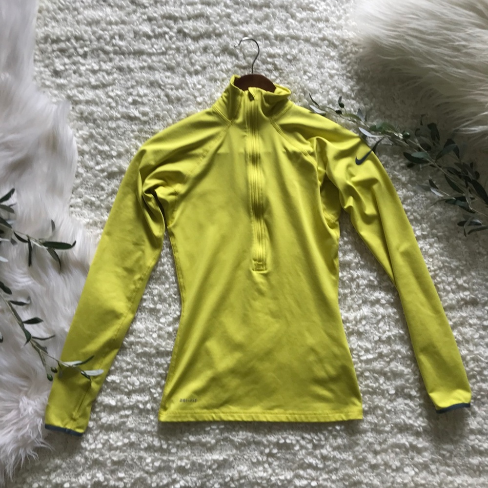 Nike Pro XS Yellow Quarter-Zip Running Top